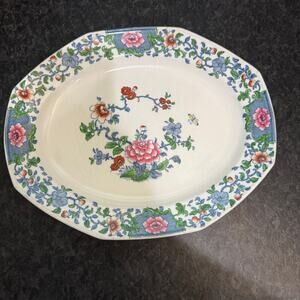 Antique F. Winkle & Co. Whieldon Ware Ironstone Floral Platter England 1900s